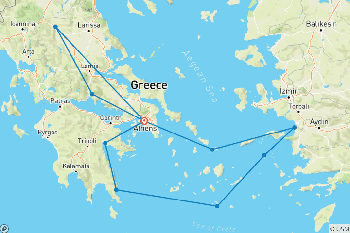 Carte du circuit Croisière "Trésors de Grèce" avec Delphes et Météores