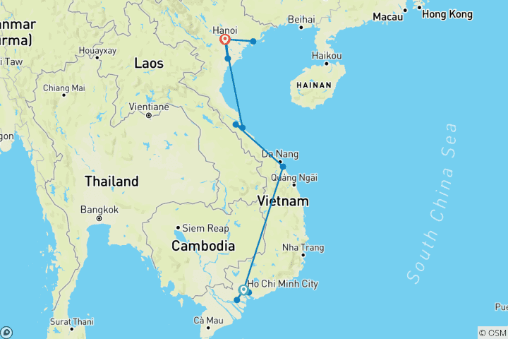 Mapa de Aventura familiar esencial en Vietnam - 13 días