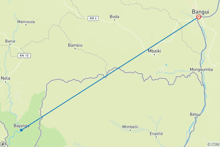 Kaart van Sangha Rivier Expeditie - 5 Dagen / 4 Nachten