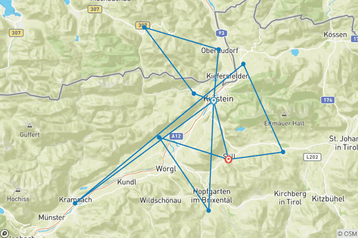 Carte du circuit Kufsteinerland : l'expérience du vélo (de course) au Tyrol