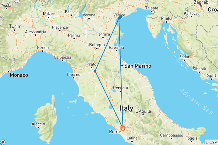 Carte du circuit Les joyaux de l'Italie - 10 jours