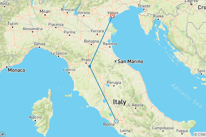 Kaart van Hoogtepunten van het klassieke Italië – 10 dagen