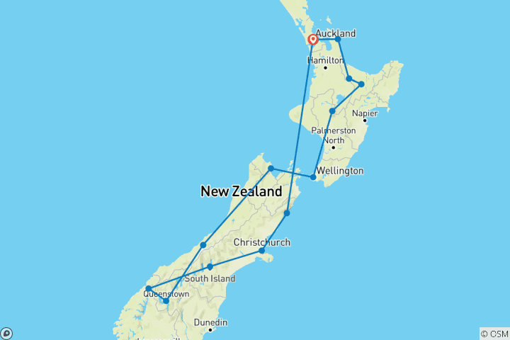 Carte du circuit Circuit national d'aventure "Kea" de 23 jours