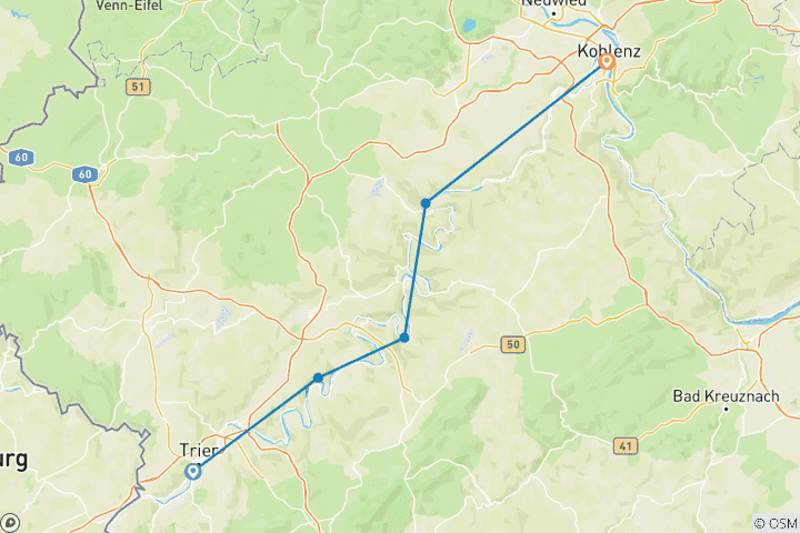 Carte du circuit Circuit de la Moselle à vélo 8 jours | autoguidé | Trèves à Coblence | décontracté
