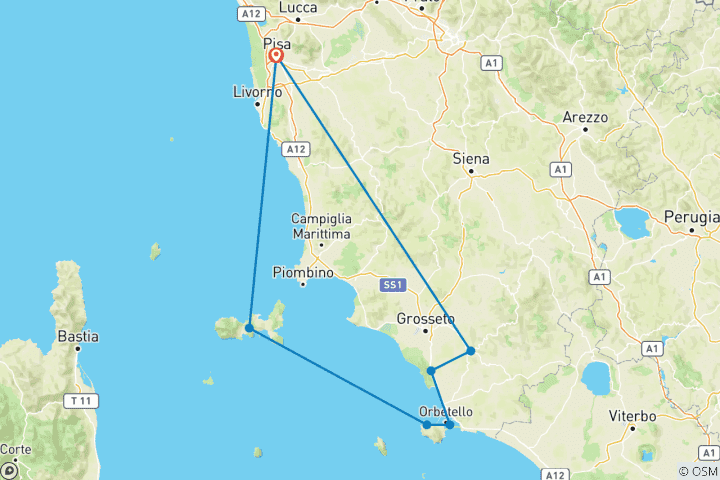 Mapa de Toscana | Italia | Ruta guiada en bicicleta eléctrica | salidas programadas