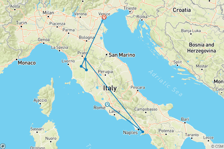 Carte du circuit Le patrimoine artistique italien : un voyage pour les amateurs d'art