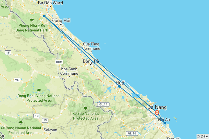 Carte du circuit Da Nang : 2025 Central Vietnam Tour - 6 jours, 5 nuits circuit privé