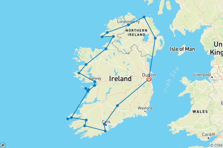 Carte du circuit Irlande classique - 10 jours