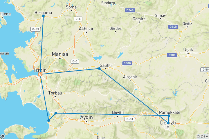 Carte du circuit Circuit biblique de 5 jours à Izmir