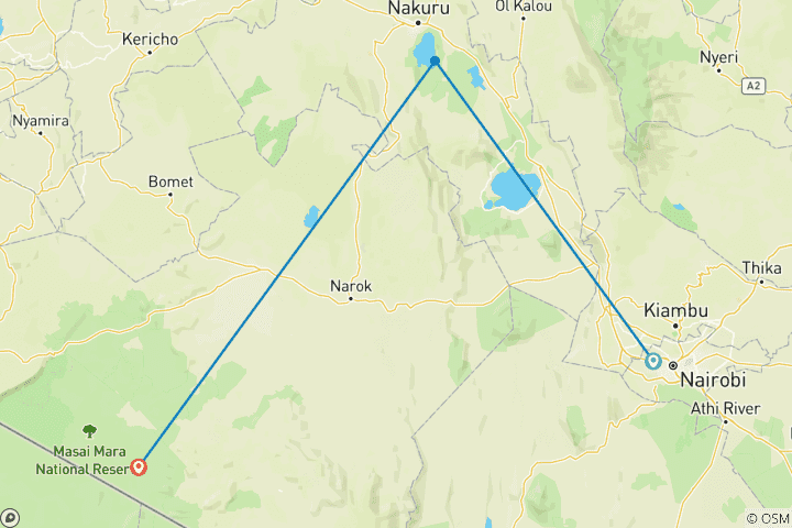 Map of 4 DAYS Group Joining Kenya Safari