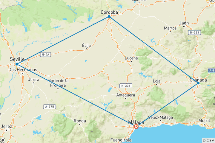 Map of ANDALUSIA EXPERIENCE BY TRAIN