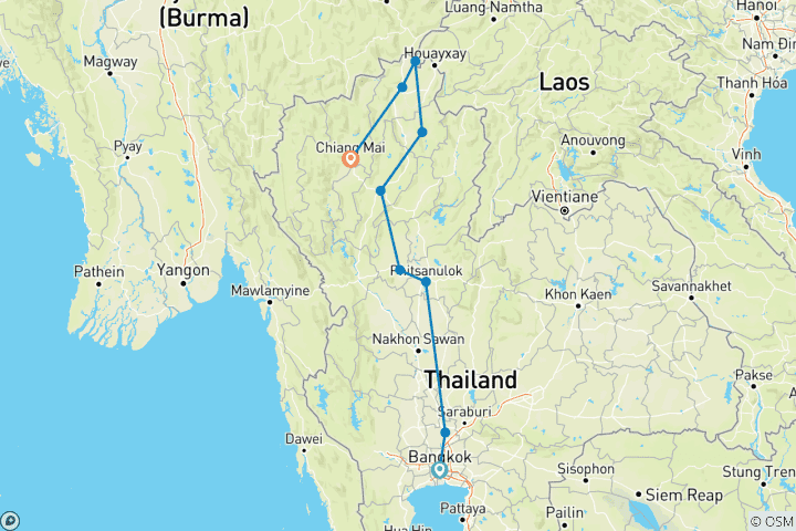 Kaart van LAST MINUTE AANBIEDING - Ervaar Thailand 6 dagen, kleine groepsreis (Italiaanssprekende gids)