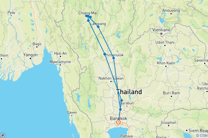 Karte von LAST-MINUTE-ANGEBOT — Trails and Gems of Siam, Kleingruppentour