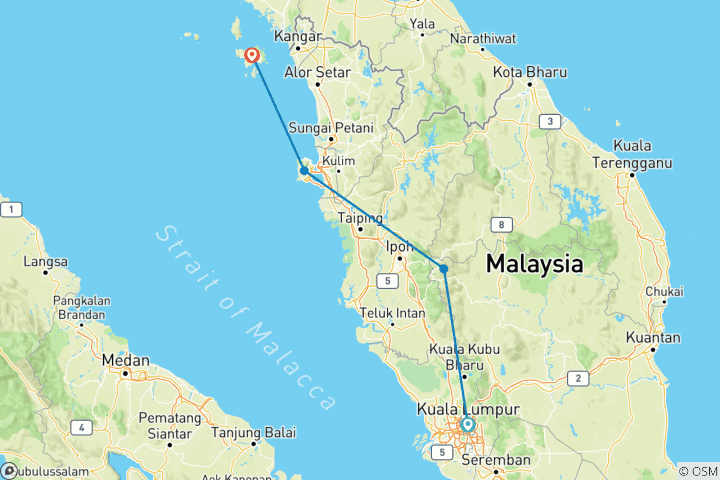 Map of Discover Malaysia: 12 Days in Kuala Lumpur, Cameron Highlands, Penang & Langkawi