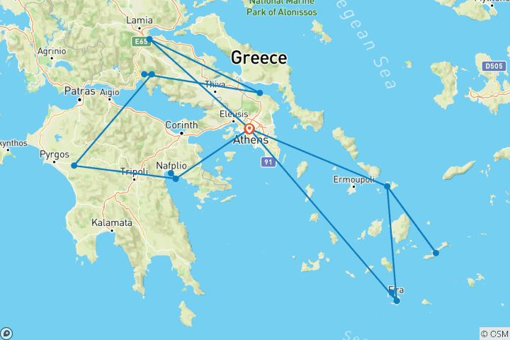 Map of Exploring Greece and Its Islands featuring Classical Greece, Mykonos & Santorini (2026)