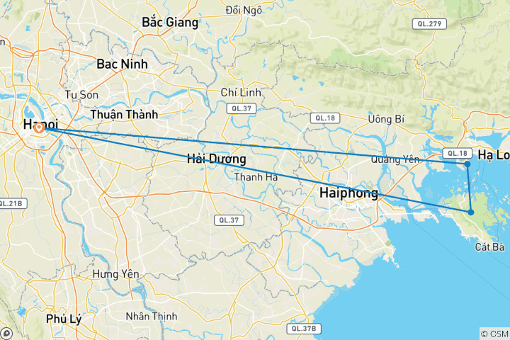 Map of 2 Day Halong Lan Ha Bay 5 Star Cruise – Best Price Guarantee
