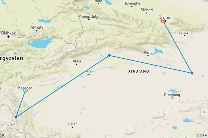 Carte du circuit Xinjiang Panorama 21 jours
