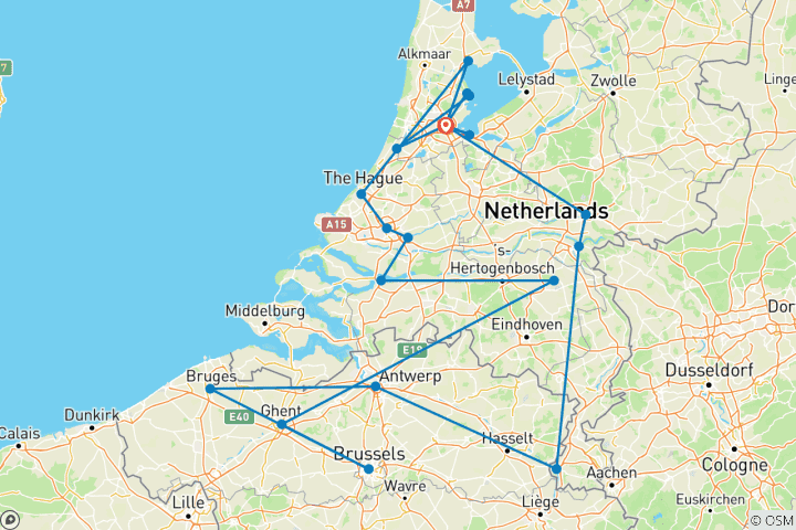 Mapa de Colores de Holanda y Bélgica Ámsterdam → Ámsterdam (2027)