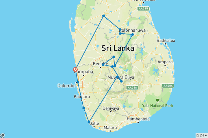 Karte von Sri Lanka spaket: Ein idyllischer tropischer