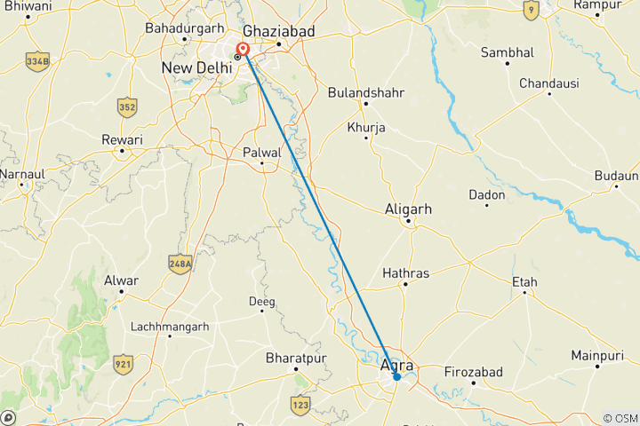 Karte von 2 Tage Private Golden Triangle Express Tour