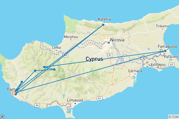 Kaart van 8 Dagen in Cyprus: Een tapijt van geschiedenis, mythen en mediterraan leven (Sunday Arrivals)