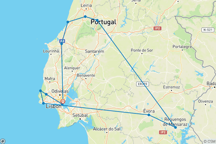 Carte du circuit L'essence du Portugal : Un voyage de 4 jours à travers l'histoire, le vin et les côtes