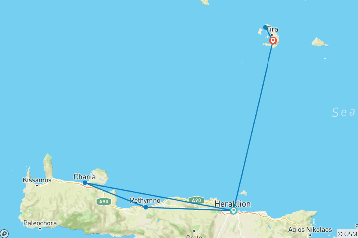 Map of Crete & Santorini: Greece Me Baby One More Time