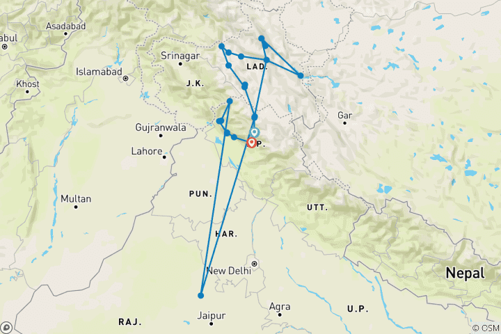 Carte du circuit La grande expédition himalayenne