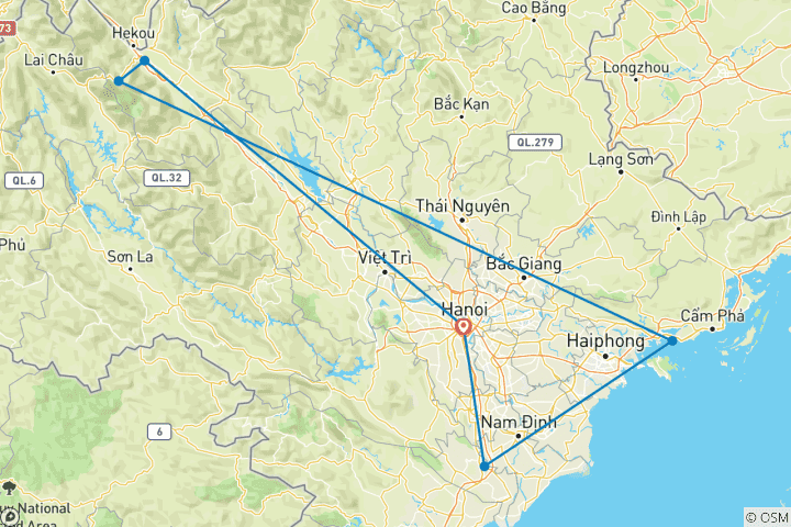 Map of 8-Day Cultural Odyssey In The Northern Vietnam (Sapa, Ha Long Bay, Ninh Binh Small Group Tour)