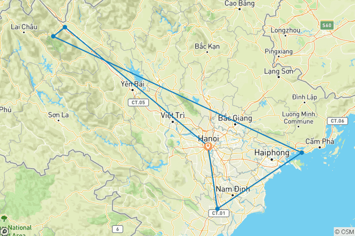 Map of 8-Day Cultural Odyssey In The Northern Vietnam (Sapa, Ha Long Bay, Ninh Binh Small Group Tour)