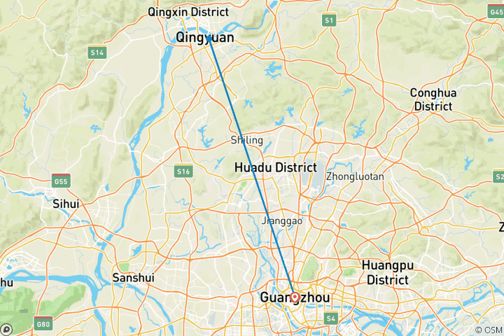 Kaart van 5-daagse Guangzhou Highlights Tour