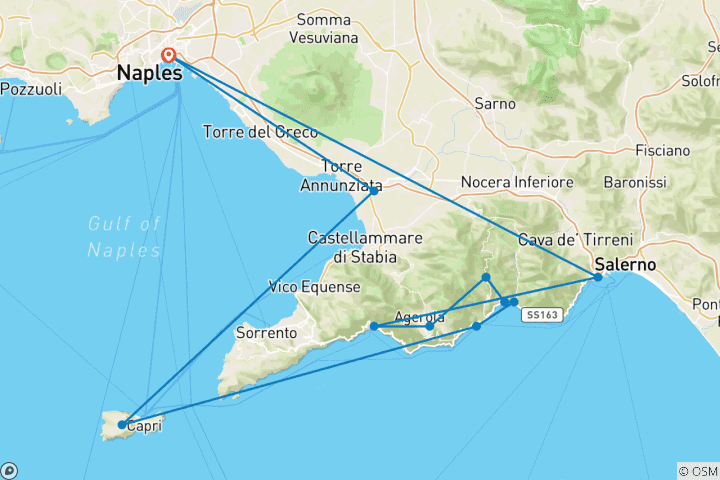 Carte du circuit Premium Walking & Hiking sur la côte amalfitaine en Italie
