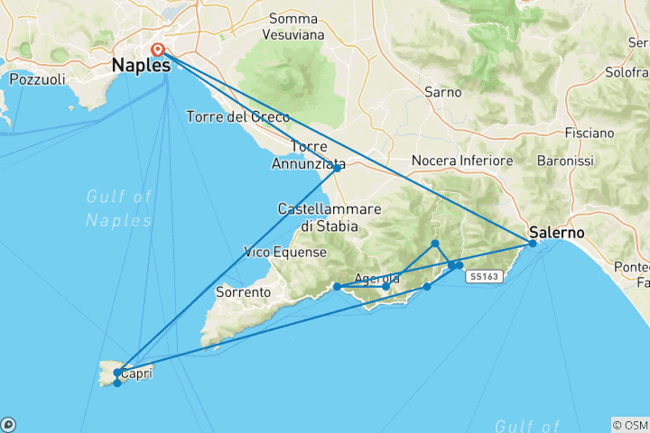Map of Premium Walking & Hiking on Italy's Amalfi Coast