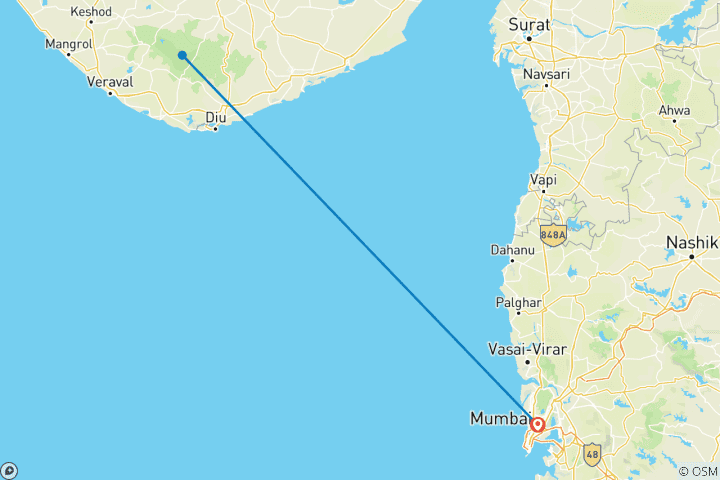 Map of Gir National park Safari Tour With Mumbai