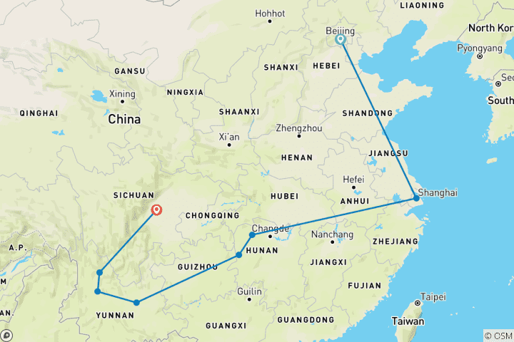 Carte du circuit Chine : les splendeurs avec le sud-ouest