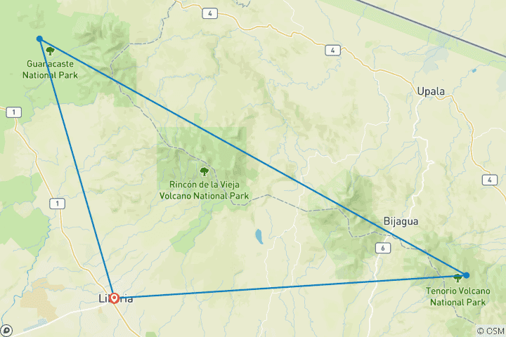 Mapa de Lujo y aventura en Costa Rica