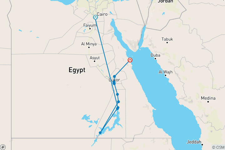 Kaart van Egypte Beschaving - Avontuur 10 dagen (Piramides & GEM - Nijlcruise - Hurghada)
