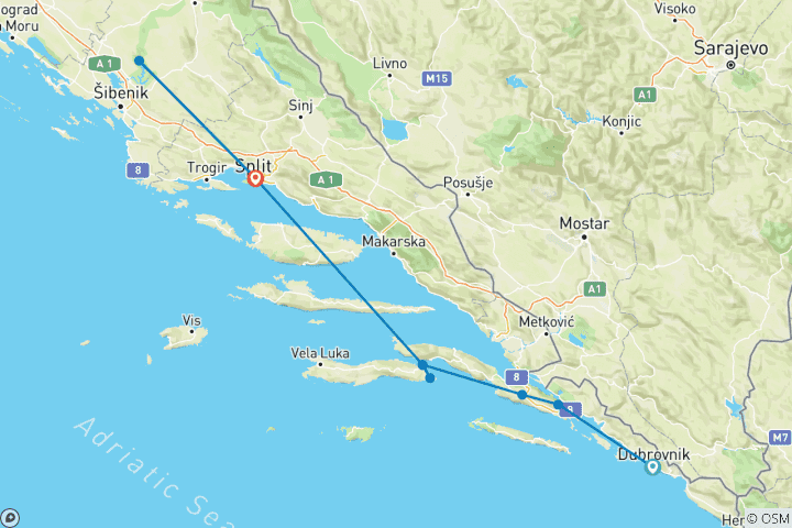 Carte du circuit Croatie en solitaire