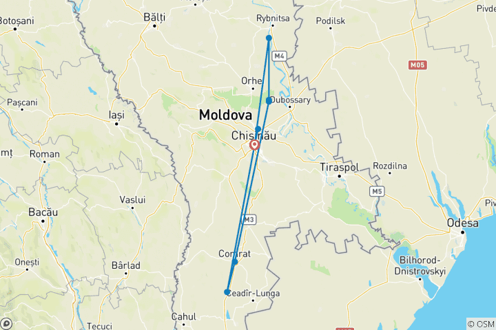 Carte du circuit Découverte de la Moldavie