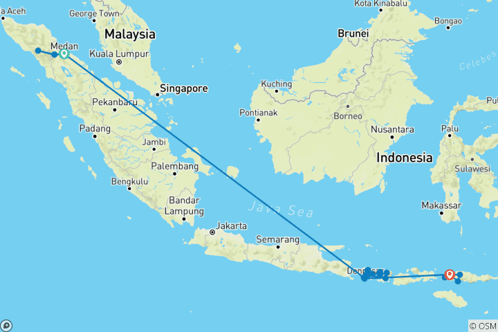 Map of Epic Archipelago Adventure: Sumatra to Flores in 30 Days