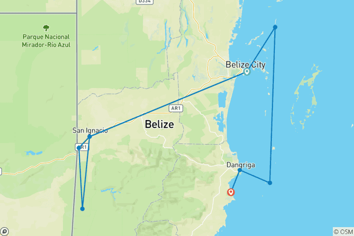 Carte du circuit Le Belize à découvert : Récifs, ruines et reggae