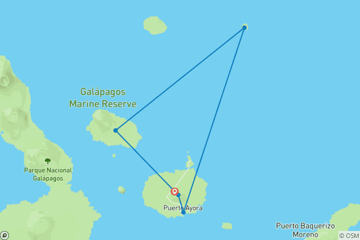 Mapa de Yate Paraíso Natural Galápagos 4 días