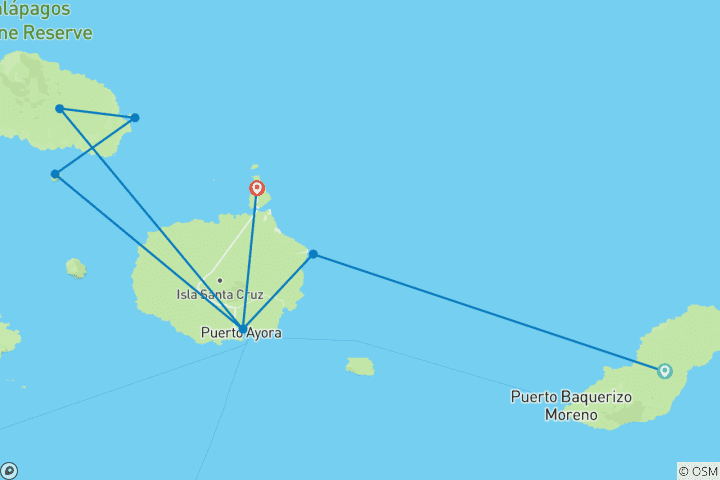 Mapa de Yate Natural Paradise Galápagos - Itinerario de 5 días