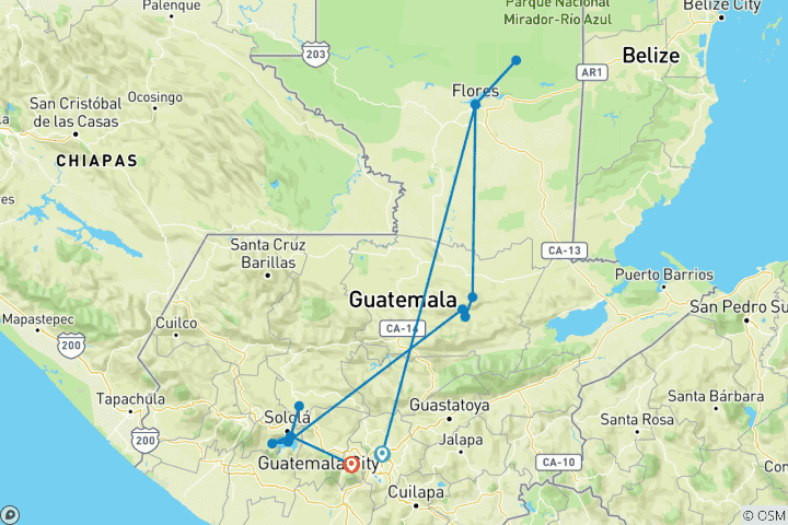 Map of Highlights of Guatemala