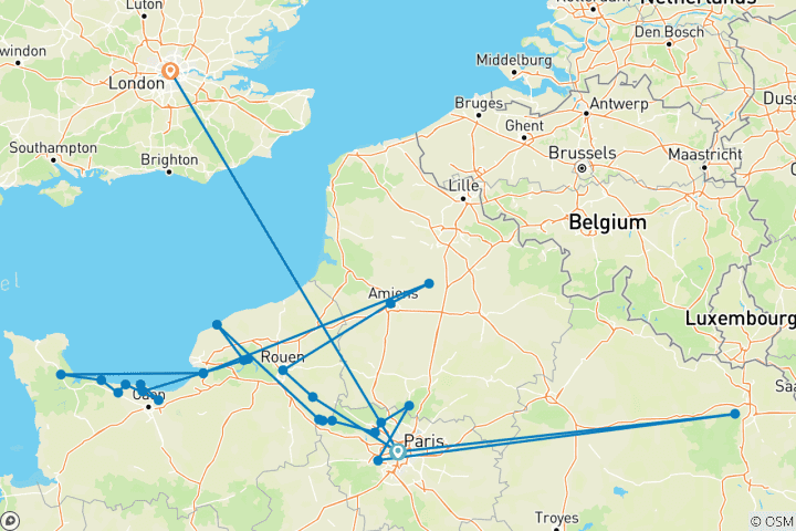 Map of Normandy & Gems of the Seine with London