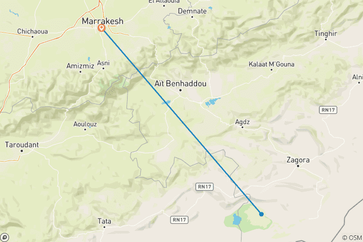 Kaart van 2 Dagen Sahara Expeditie Tour Helikopter