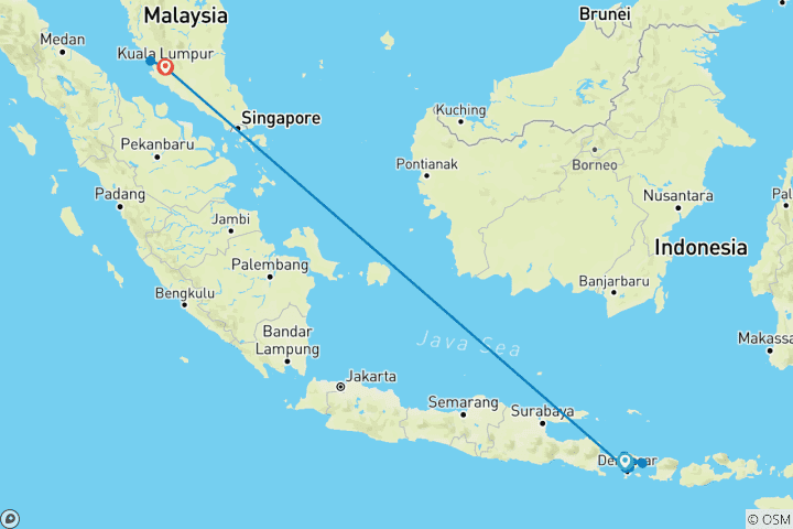Kaart van 9 Dagen: Van zonsondergangen in Bali tot luchten in Kuala Lumpur