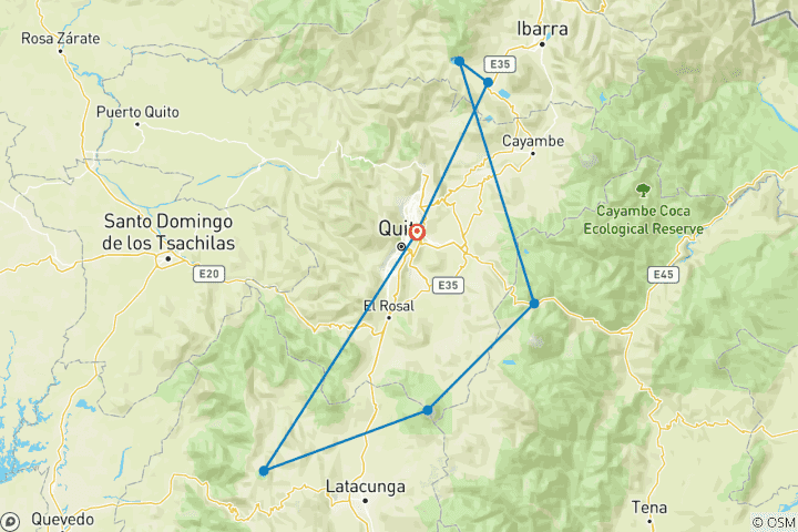 Map of Ecuador Wandern 11 Tage Tour