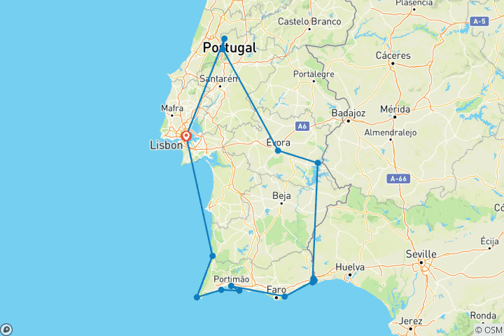 Carte du circuit Découvrez la beauté naturelle du Portugal : un road trip plein d'aventures