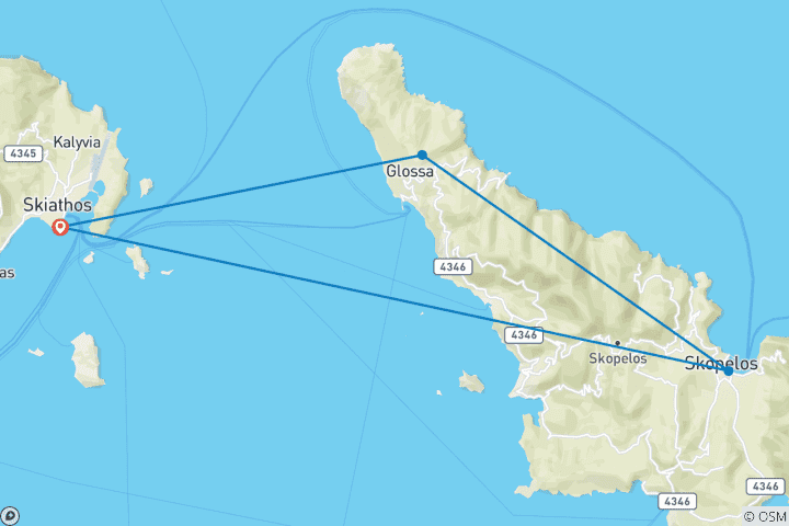Mapa de Viaje familiar a Skopelos
